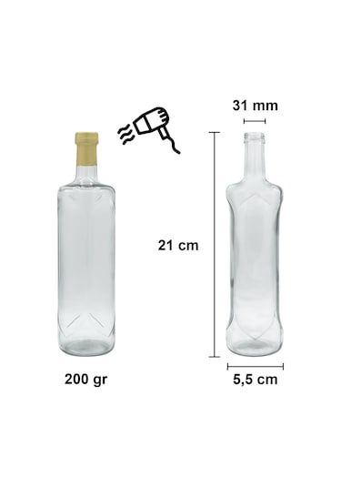 Afracam Piramit Şeffaf 250 ML Cam Şişe Kapak Kapüşon 16 Adet