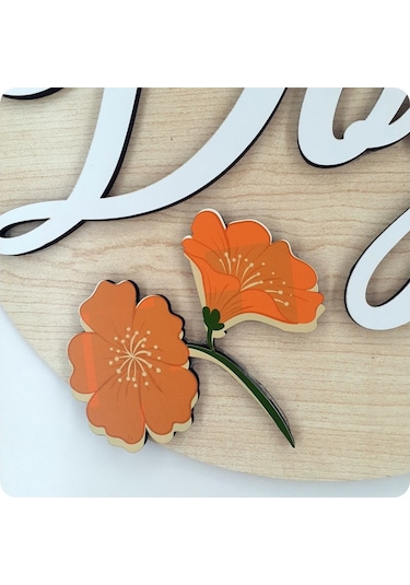 Deniztasarım Kuş Ve Çiçek Motifli Zarif Ahşap Kapı Süsü