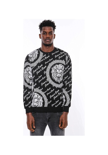 Wessi Siyah Taşlı Baskılı Ve Desenli Sweatshirt Siyah