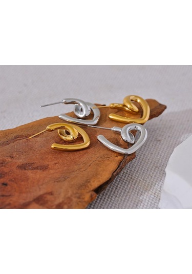 Platin Eetit Minimalist Paslanmaz Çelik Kalp Huggie Küpe Paslanmaz 18k Kaplama Moda Günlük Takı Bijoux Kadın Aksesuarları Çok Renkli