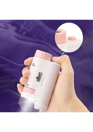 Aubyhe Çocuklar İçin El Tipi Mikroskop - 60-200x Büyütme, Led Işık Ve Göz Koruma Özellikli, Taşınabilir Fen Oyuncak Pembe