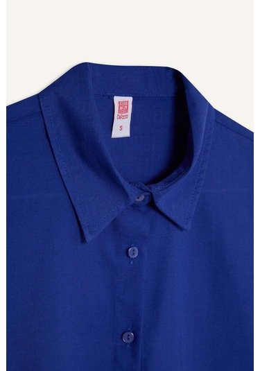 DeFacto Regular Fit Pamuklu Plaj Gömleği-Fall in Love W8241AZ24SMBE114 Mavi DeFacto Regular Fit Pamuklu Plaj Gömleği-Fall in Love W8241AZ24SMBE114 Mavi