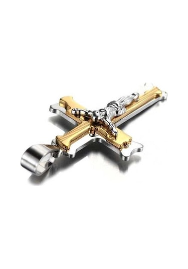 Novahub Erkek Gümüş Kolye - Paslanmaz Çelik Çapraz Kolye - Geometrik Tasarım - 50cm Zincir - Düğün, Doğum Günleri İçin İdeal Gümüş