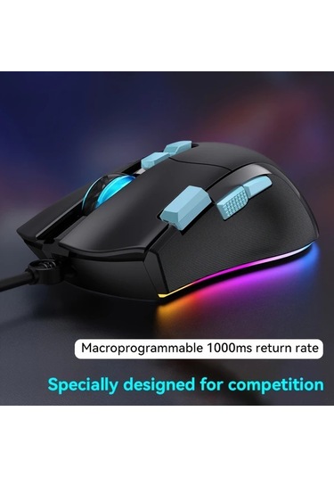 Besthome1 Siyah Normal E-spor Kablolu Oyun Mouse 7200 Dpı Rgb Aydınlatma 6 Buton İnsan Mühendisliği Besthome1
