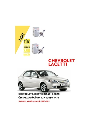 Chevrolet Lacetti 2005-2011 Arası Ön Far Ampül Takımı 2 Adet Sağ Sol 1.6 Se 1.6 Sx Için Uyumludur