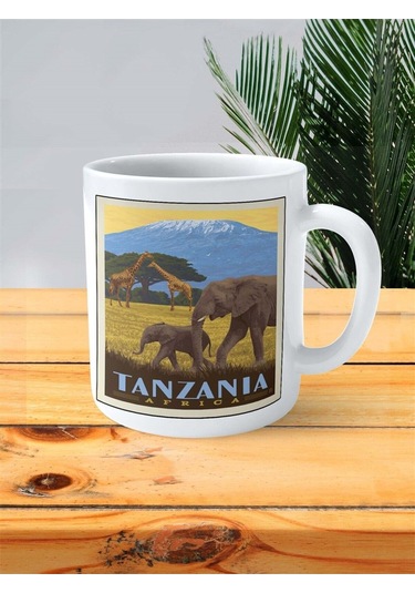 Tanzania Tanzanya Baskılı Kupa Bardak Kişiye Özel Desen 3 Çok Renkli