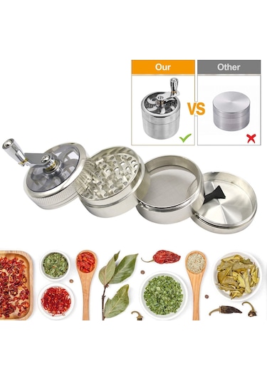 Jialan Çevirme Kranklı Ot Değirmeni, Metal Bitkiler Öğütücü, 4