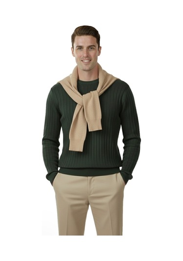 Deepsea Erkek Haki Rahat Kalıp Çizgi Dokulu Triko Kazak Şık & Modern Tasarım 2605432 Haki Deepsea Erkek Haki Rahat Kalıp Çizgi Dokulu Triko Kazak Şık & Modern Tasarım 2605432 Haki