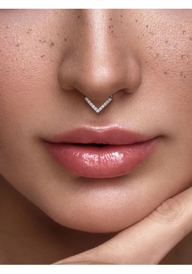 Pınme Zirkon Taşlı Piercing Kliker Yüzük 214064555 Gri