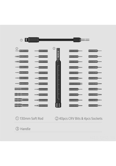 Aubyhe Jm-8180 47 Parça Çok Fonksiyonlu Hassas Tornavida Seti, Cep Telefonu Tamiri Ve Demontaj Araçları, Krom Vanadyum Çelik, Plastik Kutu Siyah