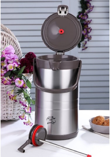 Cooker 3.5 Lt Pompalı Çelik Termos Çay Termosu Su Termosu