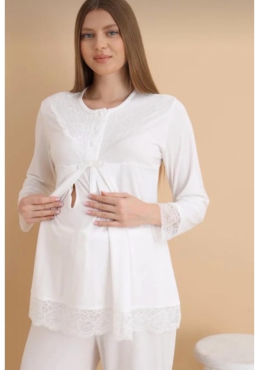 Nehir 4022 Hamile Lohusa 3'lü Pijama Sabahlık Takım