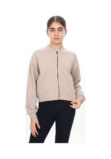 Toontoy Kız Çocuk Fermuarlı Hırka Bej