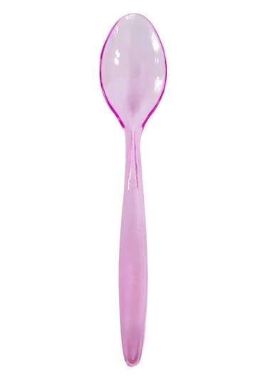 Plastik Şeffaf Pembe Sup Kaşık - Tatlı Dondurma Kaşığı - 12.5 Cm. - 50 Adetlik 5 Paket Pembe