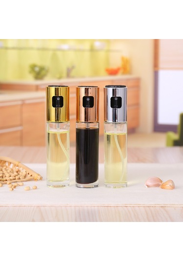 Hfambition Günlük Kullanıma Uygun Cam Ve Paslanmaz Çelik Sprey Yağ Şişesi - Sağlıklı Pişirme Ve Barbekü İçin 100ml Uzay Gümüşü Çok Renkli