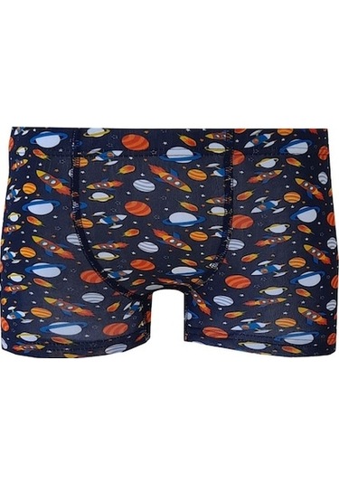6Lı Erkek Çocuk Renkli Desenli Baskılı Boxer Külot