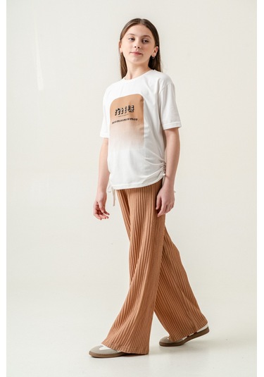 Kız Çocuk Mıu Taşlı İkili Dokuma Takım G-7276 Vizon