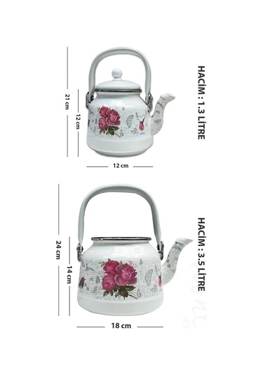 Nishev Italyan Lüks Emaye Çaydanlık Takımı Pembe