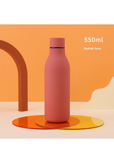 Paslanmaz Çelik 304 Spor Kauçuk Boya Isı Koruma Ve Soğuk Koruma Su Bardağı Gül Pembesi