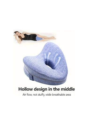 Elmpaly Yan Yatakta Gri Ortopedik Delikli Bacak Yastığı Yüksek Esneklik Nefes Alabilir