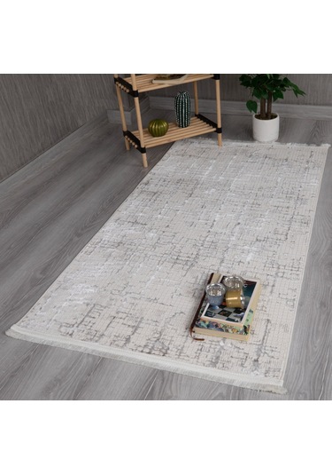 My Evilla Modern Dekoratif Star Seri Krem Gri Dokuma Halı Star4107c