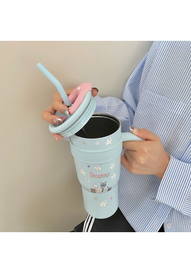 Karikatür Big Mac Termos Bardak 0201-mavi Pembe