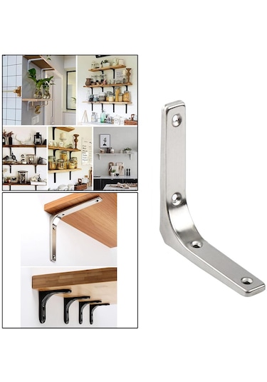 Suntek Ağır Hizmet Raf Aparatı Duvara Asma L Şekilli Braketler Gümüş 4 İnç Gümüş