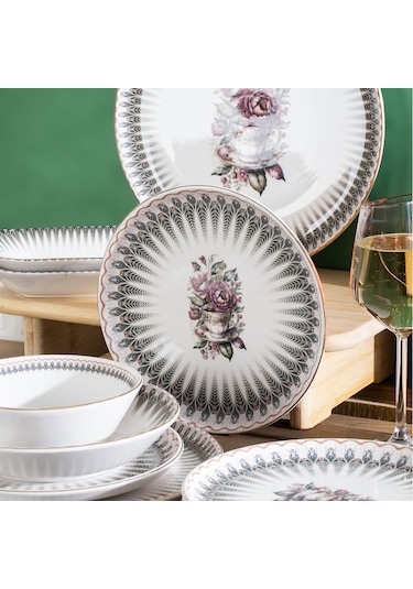 Perotti Antique Yaldızlı Stoneware 27 Parça 6 Kişilik Yemek Takım