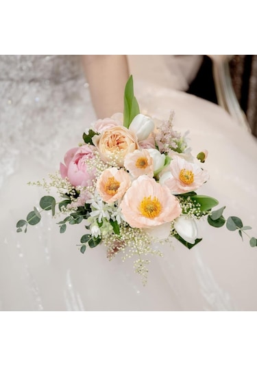 Yapay Çiçek Gelincik Çiçeği Yavruağzı Renk 3 Çiçek 1 Tomurcuk 59cm