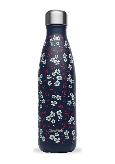 Qwetch QD3470 Çiçek Desenli Isı Yalıtımlı 500 ML Termos - Lacivert