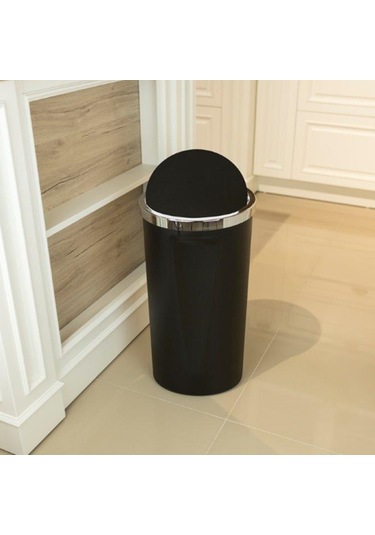Primanova Lenox Plastik Döner Kapaklı Çöp Kovası 35 LT Siyah