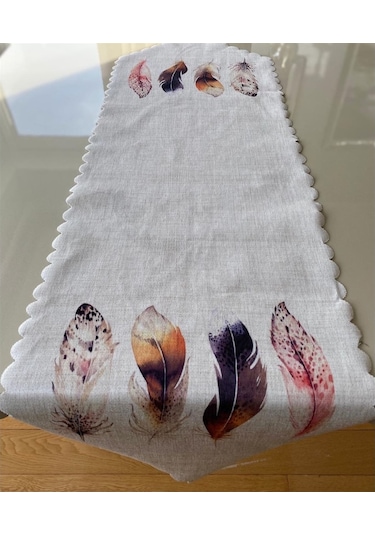 Tüy Desenli 40x140 Cm Lazer Kesim Runner 140 X 40 -Dikdörtgen-Karışık (506972735)