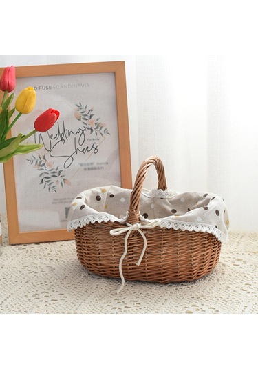 Homyl Dokuma Piknik Sepeti Kırsal Saplı Saklama Kahverengi