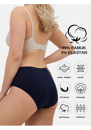 Alya Underwear Anne Kız Kombin Pamuklu Külot - Beyaz Slip İç Çamaşırı - 5'li Paket Çok Renkli-p14