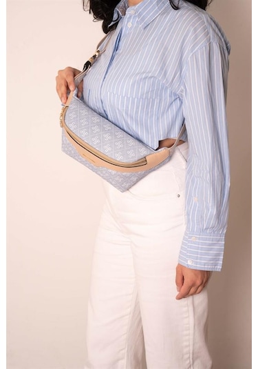Silver Polo Sp1192 Kadın Bel Çantası Monogram Mavi-ten