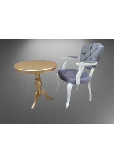 Bengimobilya Fiskos-Berjer Sandalye Kelebek Model Parlak Beyaz-Ceviz Babyface (495734459) Altın