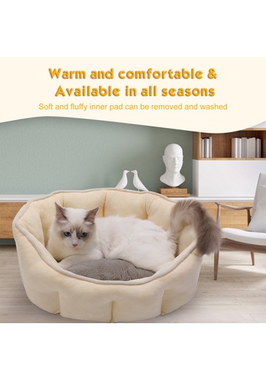 Leezsing Yuvarlak Kedi Yatağı Evcil Hayvan Yatağı 18in Küçük Yıkanabilir Köpek Yatağı Yavru Köpekler Ve Kediler İçin Kaymaz Tabanlı