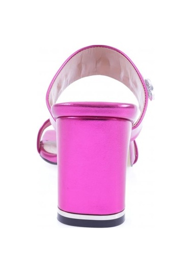 Dgn 1043-23y Kadin Kristal Taşli Bantli Topuklu Terlik 1043-2271-R13775 Fuşya