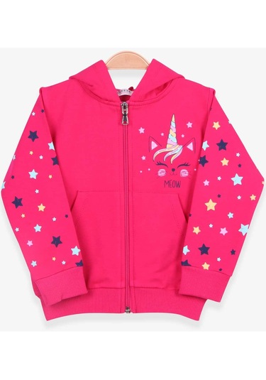 Breeze Kız Çocuk Hırka Kolları Desenli Baskılı 1-4 Yaş, Fuşya-fuşya Fuşya