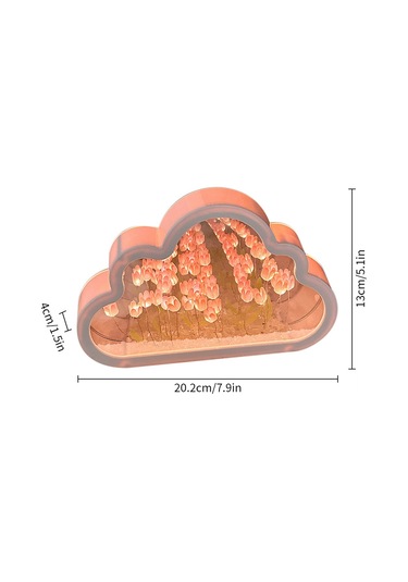 Yunboo Yetişkin Ve Çocuk Odaları İçin Bulut Şekilli Tülipan Yansımalı Gece Lambası - Pembe, Sarı, Mor Seçenekleriyle 4 Saat Süreyle Aydınlatma Pembe