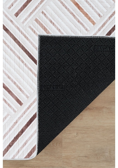 Tropikal Home Modern Desenli Kaymaz Taban Elit Şık Dört Mevsim Yıkanabilir Halı Yolluk Kahve 14014