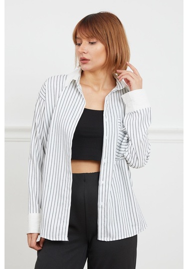 Dparis Tek Cepli Çizgili Gömlek