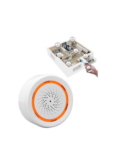 Springsun Ev Güvenliği Akıllı Ses Ve Işık Alarmı: 2.4ghz Kablosuz, 90db, Uzak Kumanda App İle, 18 Alarm Tonu, 55m Menzil