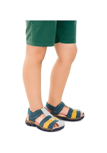 Kiko Kids Erkek Çocuk Sandalet Arz 2356 Petrol - Sarı