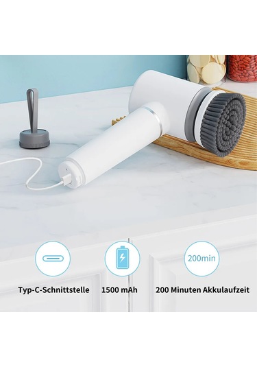 Temizleme Fırçası Seti Elektrikli Temizleme Fırçası, 6 Yedek Fırça İle Pratik 360