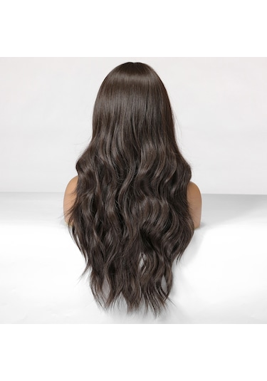 Moveevo Doğal Görünümlü Kabarık Saç Peruk Kadın Peruk Uzun Saç Perukları Siyah Kahverengi Doğal Patlamalar Yüksek Üst Uzun
