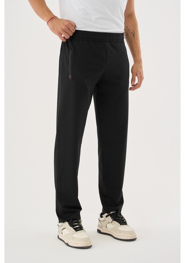 Shooter Sportswear Erkek Antrasit Mevsimlik Eşofman Altı Beli Lastikli Bağcıklı Rahat Kalıp Siyah