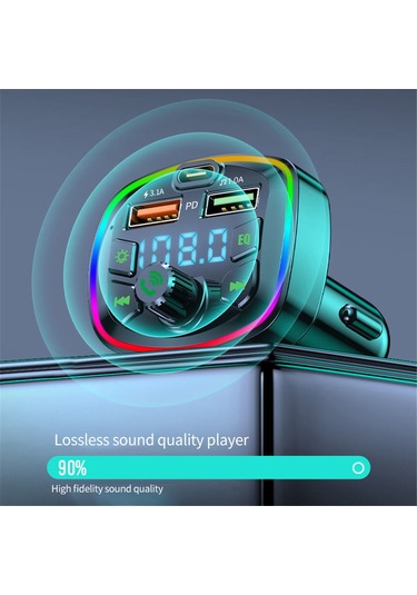 Nr74 Rgb Renkli Fm Radyo Transmitter Mp3 Çalar Bluetooth 5.0 Çakm