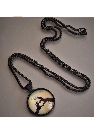 Sevgiliye Hediye Paslanmaz Metal Cam Sevgi Ve Aşk Kalp Kolye Siyah