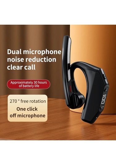 Kablosuz Kulaklık İle Çift Mikrofon Bluetooth Kulaklık Enc Gürültü İptal Siyah